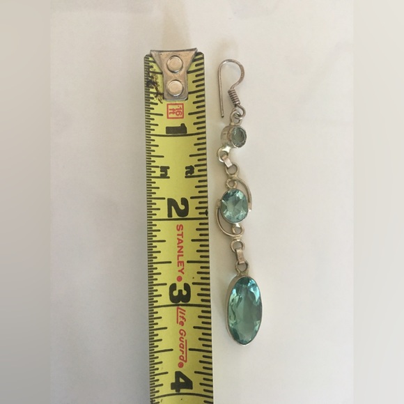 Sterling Silver & blue gemstone drop earrings - handmade - Picture 6 of 7